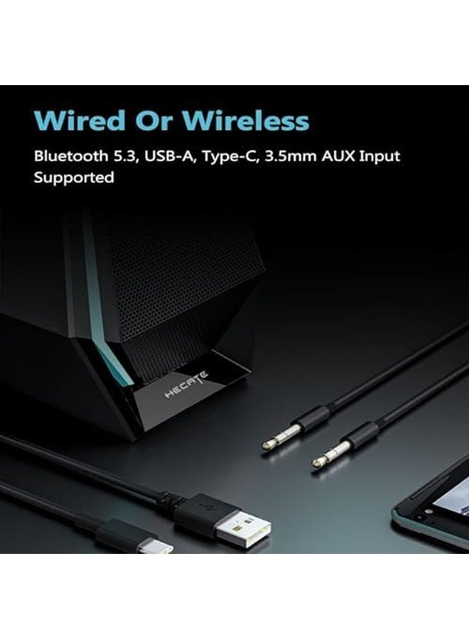 اديفير سماعات كمبيوتر G1500 MAX 2.1 – نظام صوت للألعاب بإضاءة RGB، قدرة ‎45‎ واط، صوت جهير قوي، بلوتوث ‎5.3‎، منفذ USB وAUX، صوت محيطي للحاسوب واللابتوب - Image 5