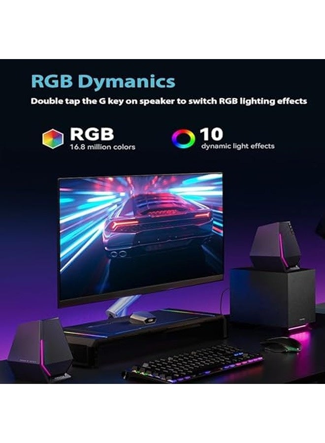اديفير سماعات كمبيوتر G1500 MAX 2.1 – نظام صوت للألعاب بإضاءة RGB، قدرة ‎45‎ واط، صوت جهير قوي، بلوتوث ‎5.3‎، منفذ USB وAUX، صوت محيطي للحاسوب واللابتوب - Image 2