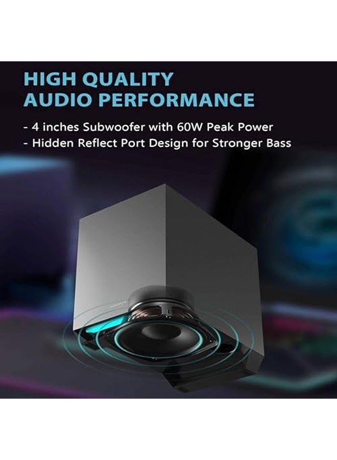 اديفير سماعات كمبيوتر G1500 MAX 2.1 – نظام صوت للألعاب بإضاءة RGB، قدرة ‎45‎ واط، صوت جهير قوي، بلوتوث ‎5.3‎، منفذ USB وAUX، صوت محيطي للحاسوب واللابتوب - Image 3