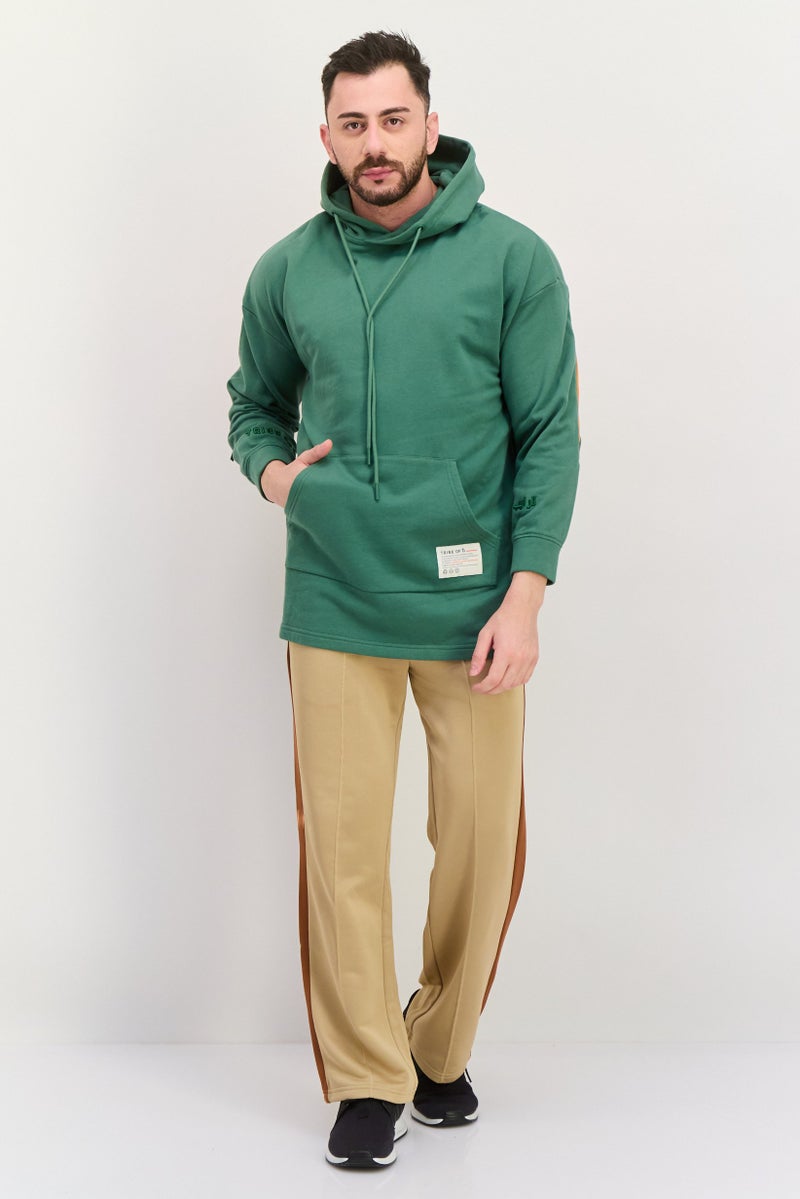 TRIBE OF 6 Men Embroidered Logo Hooded Sweatshirt, Green - Image 4