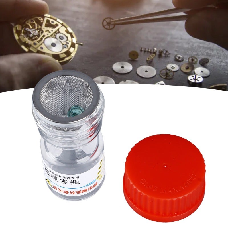 Micro Evaporating Glass Bottle: Glass Metal Material Liquid Spreading Prevention - Narrow Bottle Neck Watch Parts Microevaporator for Mechanical Quartz Watches Watch Repair Tool - Image 1