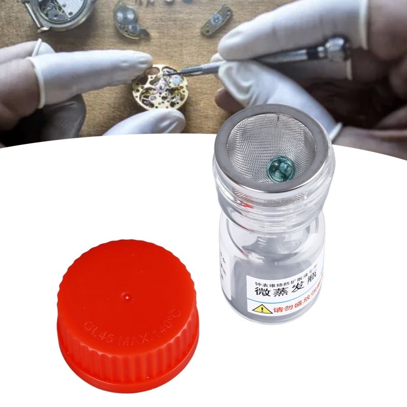 Micro Evaporating Glass Bottle: Glass Metal Material Liquid Spreading Prevention - Narrow Bottle Neck Watch Parts Microevaporator for Mechanical Quartz Watches Watch Repair Tool - Image 5