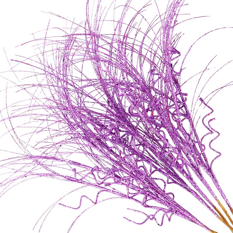 Kunjocy 6 Pcs Christmas Glitter Ting Branches Stems Ornaments 21.6"" Decorative Glittery Sticks Curly Twigs Picks for Halloween Xmas Tree Sprays Wreath Crafts Tree Topper Fillers Holiday Home Decor (Purple  6) - Image 2
