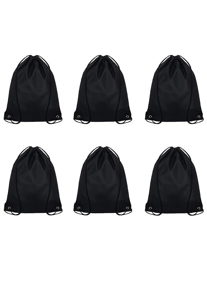 Drawstring Backpack Gym Bags 6 PCS Draw String Nylon String Backpack Sports Bags for Party Gym Sport Trip - Image 1