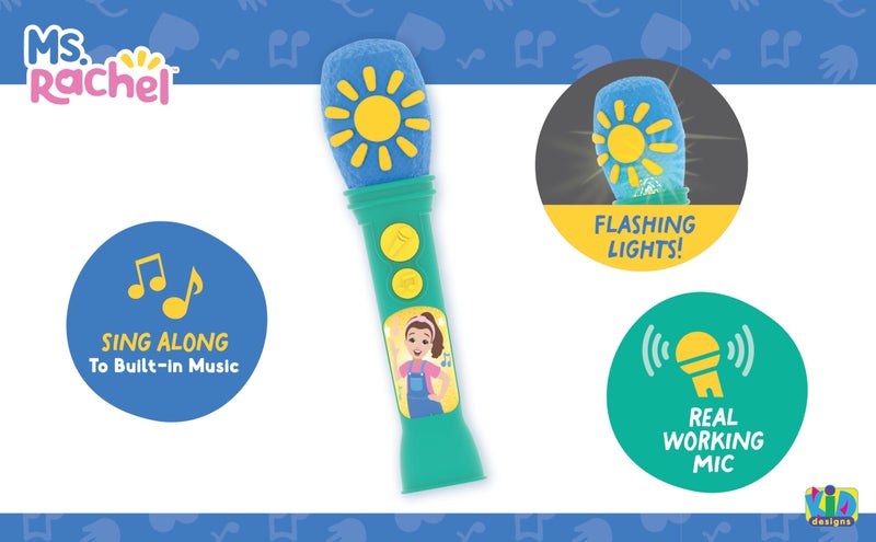 eKids Ms Rachel Toy Microphone for Kids, Includes Built-in Music and Lights, Toddler Toys for Ages 18 Months and Up (Green) - Image 2
