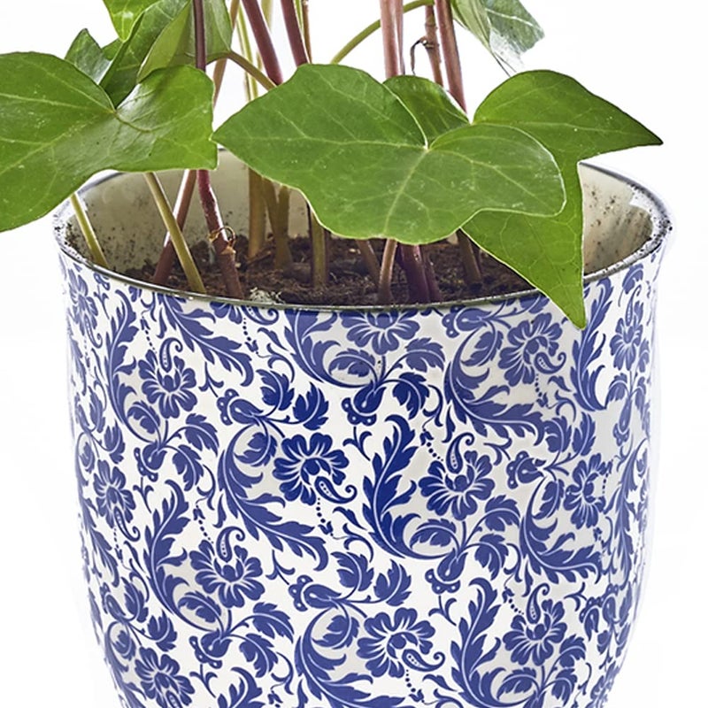 CHIVE â€˜Liberteâ€™ Ceramic Succulent Pots â€” 4.25â€ Cute Vintage Farmhouse Style Planters for Indoor Plants â€” Beautiful Home & Kitchen Decor â€” Blue Leaves - Image 2