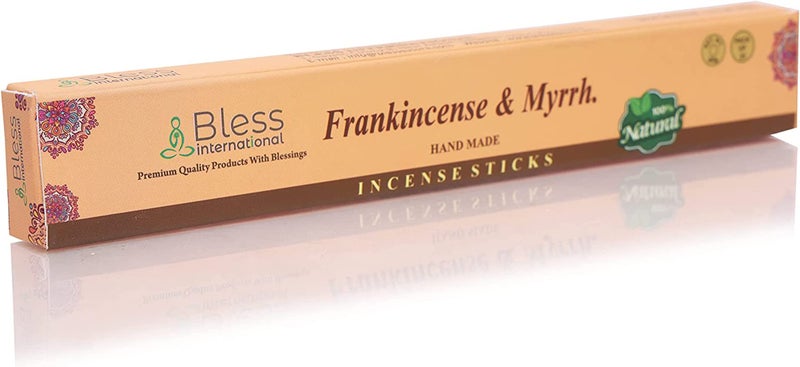 Bless International Bless-Frankincense-and-Myrrh 100%-Natural-Handmade-Hand-Dipped-Incense-Sticks Organic-Chemicals-Charcoal-Free Purification-Relaxation-Positivity-Yoga-Meditation Best-Woods-Scent (25 Sticks (1.4 OZ)) - Image 2