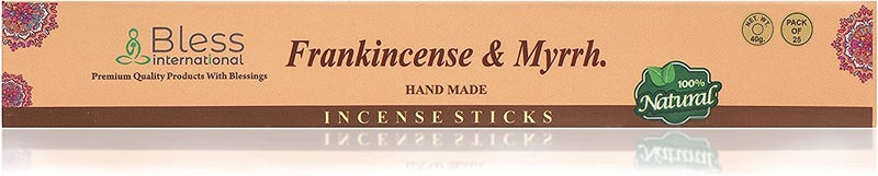 Bless International Bless-Frankincense-and-Myrrh 100%-Natural-Handmade-Hand-Dipped-Incense-Sticks Organic-Chemicals-Charcoal-Free Purification-Relaxation-Positivity-Yoga-Meditation Best-Woods-Scent (25 Sticks (1.4 OZ)) - Image 3