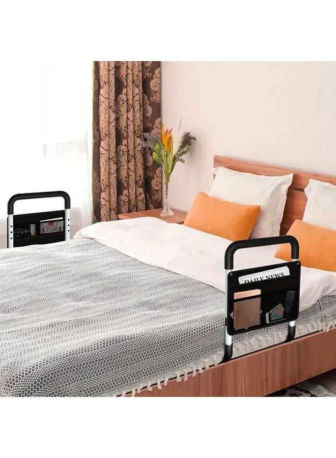 Heavy Duty Bed Rails for Elderly Seniors Disabled Pregnant with Storage Pocket Non Slip Base Easy Installation Bed Assist Rail Fits King Queen Full Twin Extra Large Beds Hospital Nursing Home Home Care Sturdy Construction Fall Prevention Support Senior Safety Features Sleek Metallic Finish Padded Handle Grip Elderly Assistance Modern Safety Bar Reinforced Support Bedside Support Disabled Support White - Image 2