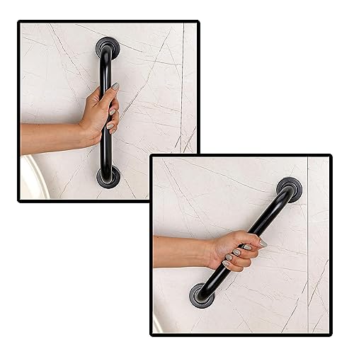 FORTUNE Stainless Steel Grab Bar for Bathroom & Bathtub Wall Mounted Safety Hand Support Rail Black Finish Bathroom Accessories- Balance Handle - Towel Bar - Pack of (10 INCH, Pack of 2) - Image 1