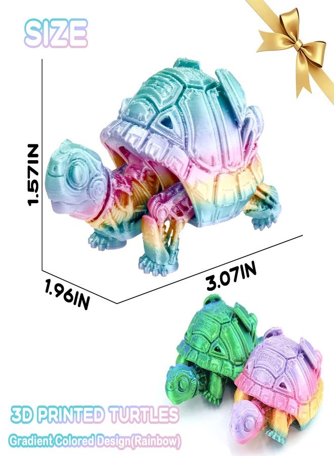 DEFORAGE 2Pcs 3D Printed Ocean Turtle, Gradient Color 3D Printed Animal Ornaments, Mechanical Turtle Gift for Adult Collectibles Gift Desk Home Decoration - Image 2