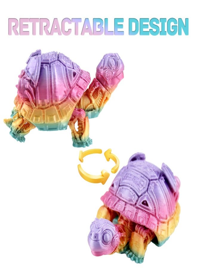 DEFORAGE 2Pcs 3D Printed Ocean Turtle, Gradient Color 3D Printed Animal Ornaments, Mechanical Turtle Gift for Adult Collectibles Gift Desk Home Decoration - Image 4