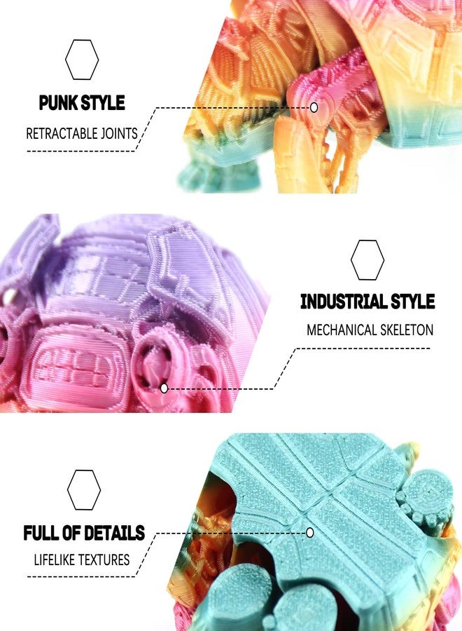 DEFORAGE 2Pcs 3D Printed Ocean Turtle, Gradient Color 3D Printed Animal Ornaments, Mechanical Turtle Gift for Adult Collectibles Gift Desk Home Decoration - Image 3