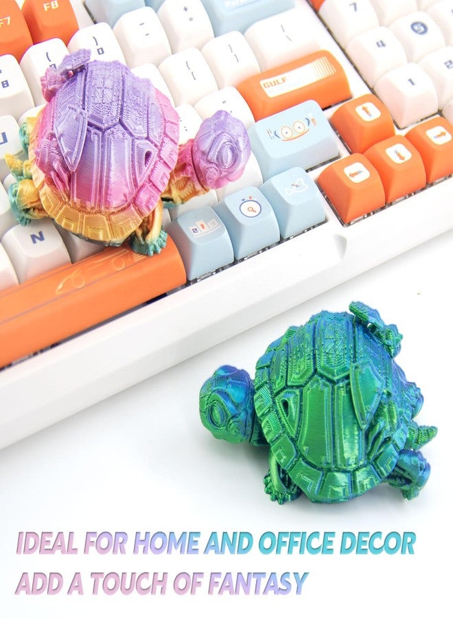DEFORAGE 2Pcs 3D Printed Ocean Turtle, Gradient Color 3D Printed Animal Ornaments, Mechanical Turtle Gift for Adult Collectibles Gift Desk Home Decoration - Image 5
