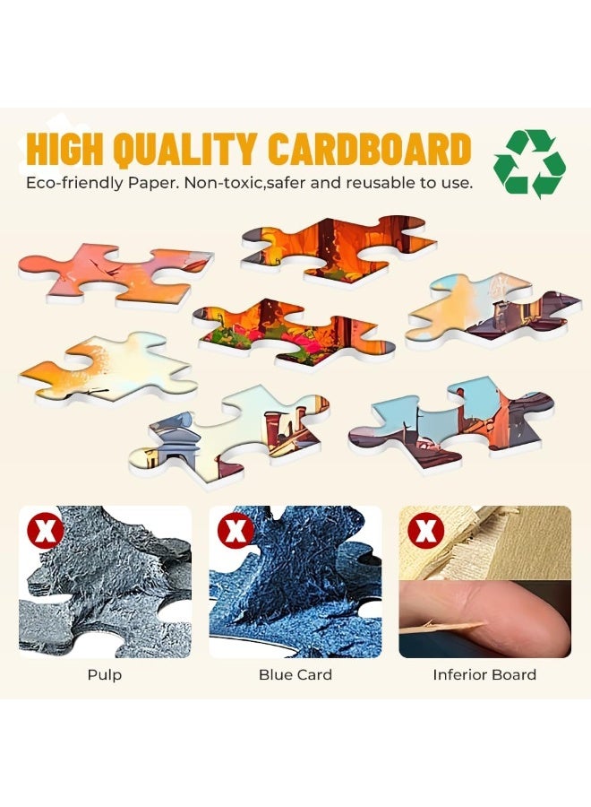 لعبة تركيب صور مكونة من 1000 قطعة للكبار والصغار - لعبة تعليمية وزخرفية ملونة، لعبة كبيرة للترفيه العائلي وفن الحائط - Image 5