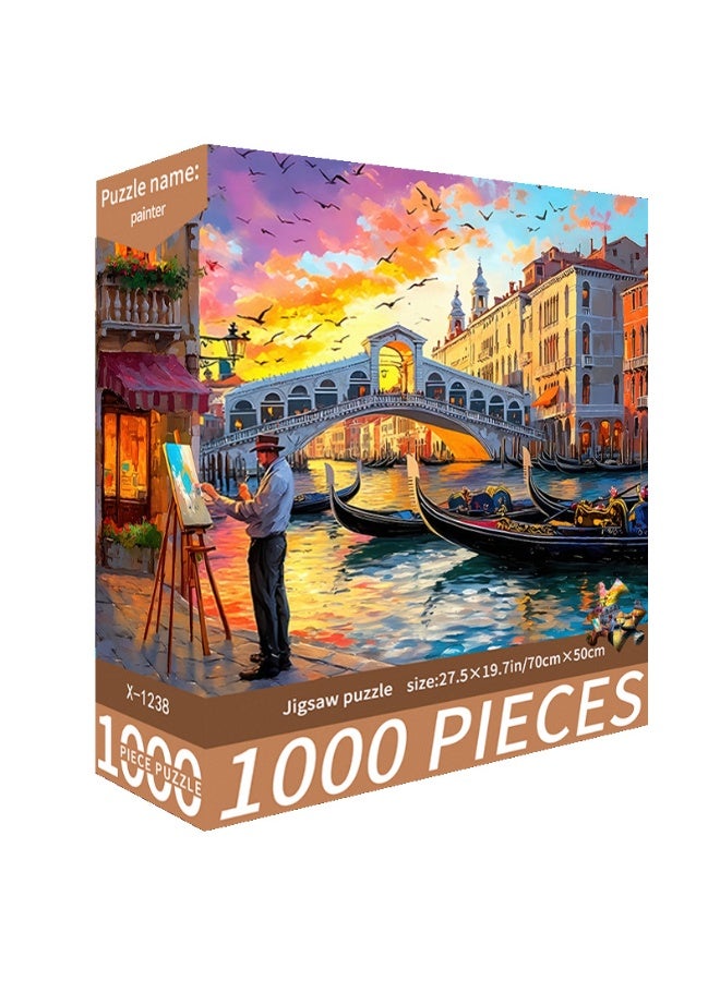 لعبة تركيب صور مكونة من 1000 قطعة للكبار والصغار - لعبة تعليمية وزخرفية ملونة، لعبة كبيرة للترفيه العائلي وفن الحائط - Image 2