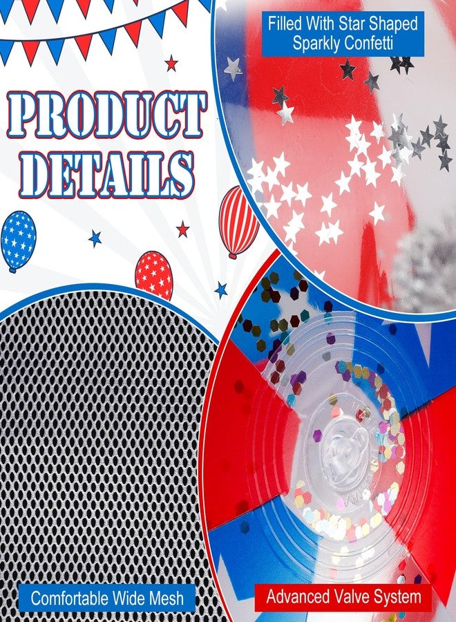 Lewtemi 6pcs 4th of July Inflatable Pool Float Set with USA Flag Lounger, Swim Ring, Beach Ball for Beach Party - Image 4
