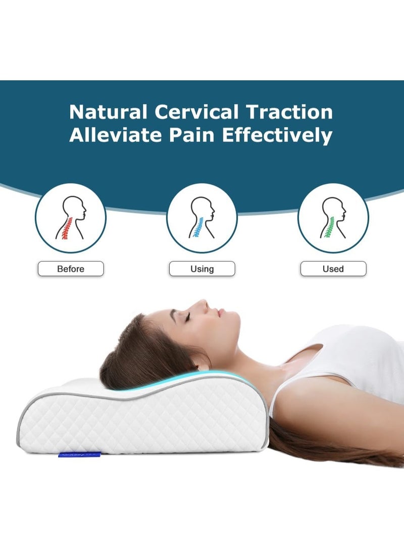 SPECTON Memory Foam Cervical Neck Pillow for sleeping, Neck Support Pillow for Shoulder and Neck Pain Relief, Orthopedic Pillow with Washable Cover - Image 1