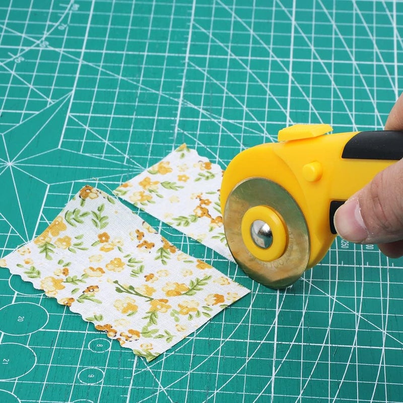 AUTOTOOLHOME 45mm Rotary Cutter Automatic Fabric Cutter Quick Change Blades with Safety Lock for Quilting, Sewing, Crafts, 10pcs Titanium Replacement Blades - Image 3