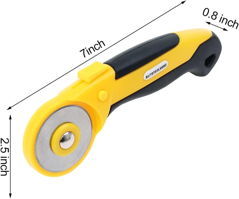 AUTOTOOLHOME 45mm Rotary Cutter Automatic Fabric Cutter Quick Change Blades with Safety Lock for Quilting, Sewing, Crafts, 10pcs Titanium Replacement Blades - Image 4
