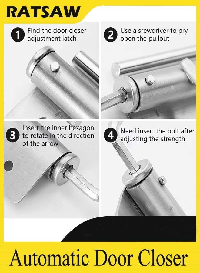 Screen Door Closer, Heavy Duty Automatic Door Closer, Safety Spring Door Closer for Storm Door, Steel Door Closer with Adjustable Closing Speed, Smooth and Quiet Door Closer for Hinge Door - Image 2
