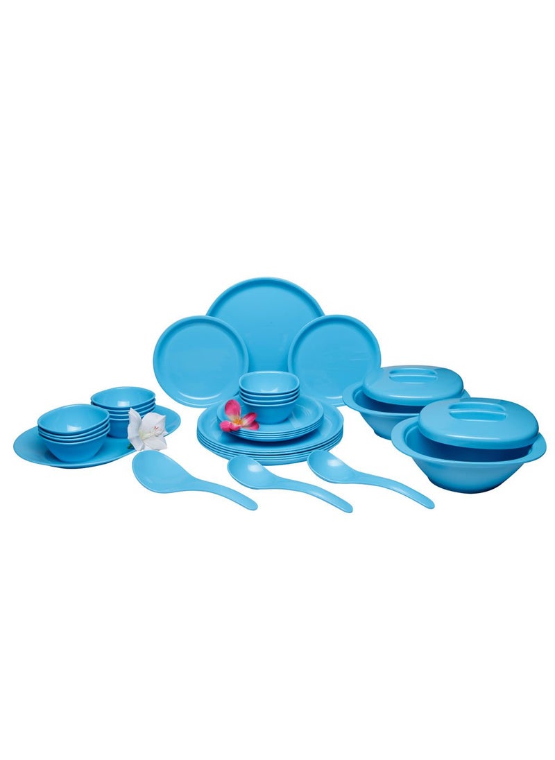 Incrizma Incrizma Polypropylene Microwave Safe Break Resistant Dinner Set, 32 Pieces, Round, Turquoise 