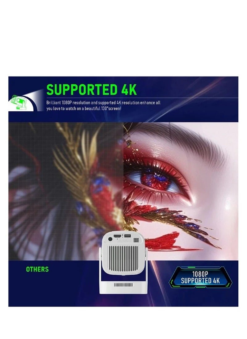 ماركة غير محددة بروجكتور ميني ذكي بدقة 1080P مع واي فاي وبلوتوث – أندرويد 11، تصحيح تلقائي، دوران 180 درجة  - Image 4