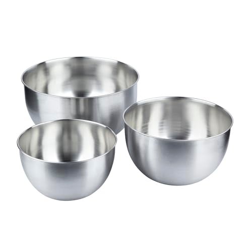 Gluman Stainless Steel Mixing Bowls for Kitchen | Mixing Bowl for Cake Batter | Kitchen and Baking Accessories Items | Set of 3 Pieces (4500ml, 2500ml, 1500ml) - Silver (Set of 3 Mixing Bowls) - Image 1