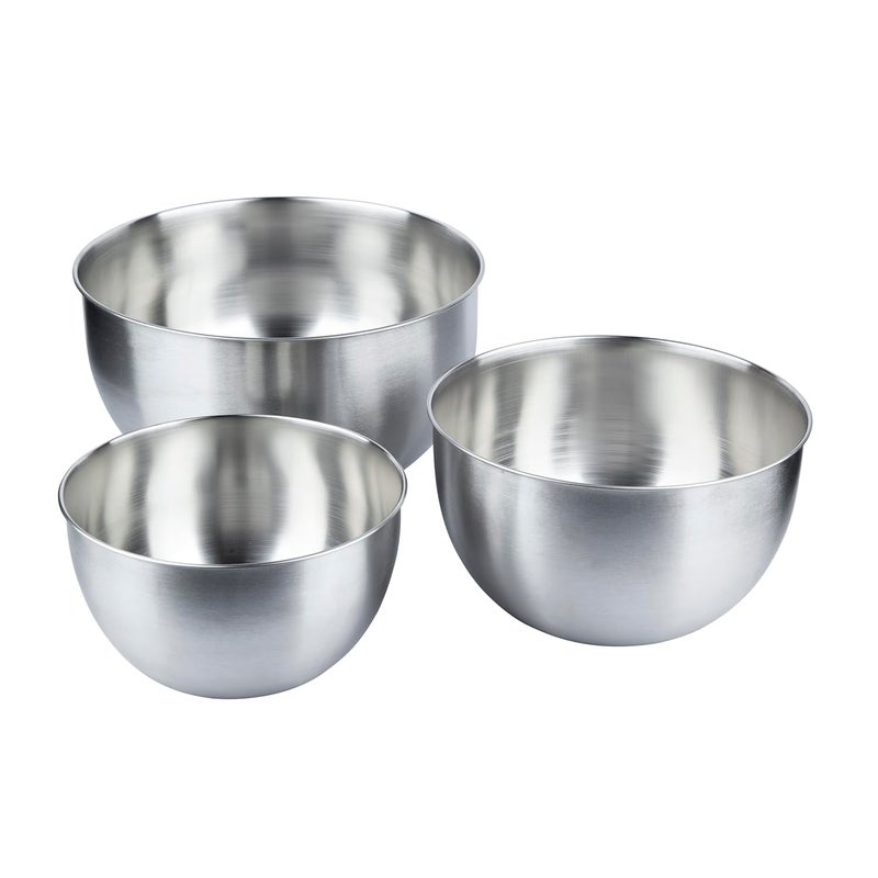 Gluman Stainless Steel Mixing Bowls for Kitchen | Mixing Bowl for Cake Batter | Kitchen and Baking Accessories Items | Set of 3 Pieces (4500ml, 2500ml, 1500ml) - Silver (Set of 3 Mixing Bowls) - Image 4
