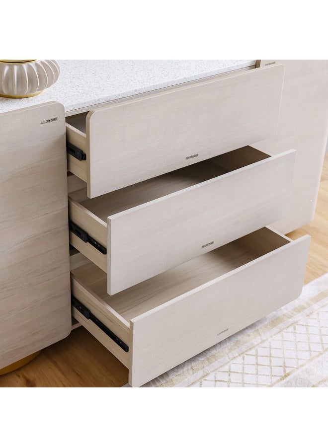 DANUBE HOME Margaret Buffet Cabinet Strong And Sturdy Kitchen Organiser Rack Modern Design Sideboard Cabinet Side Board For Dining Room Bar Kitchen L160Xw45Xh80Cm - Beige/Terrazo/Gold - Image 1