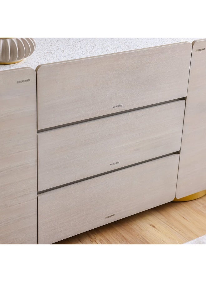 DANUBE HOME Margaret Buffet Cabinet Strong And Sturdy Kitchen Organiser Rack Modern Design Sideboard Cabinet Side Board For Dining Room Bar Kitchen L160Xw45Xh80Cm - Beige/Terrazo/Gold - Image 5