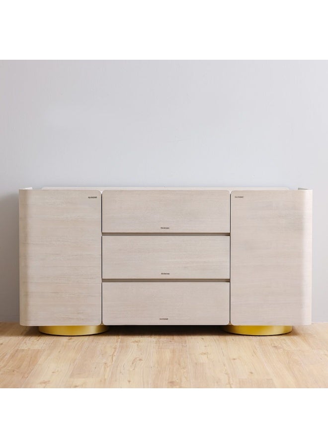 DANUBE HOME Margaret Buffet Cabinet Strong And Sturdy Kitchen Organiser Rack Modern Design Sideboard Cabinet Side Board For Dining Room Bar Kitchen L160Xw45Xh80Cm - Beige/Terrazo/Gold - Image 4