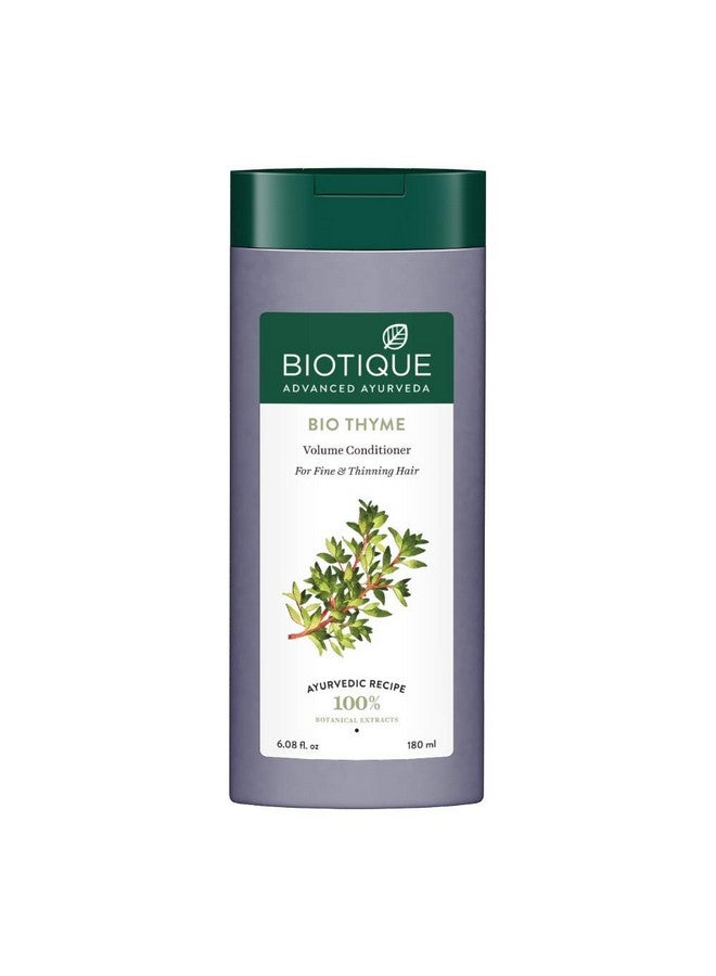 Biotique Thyme Volume Conditioner For Fine And Thinning Hair | Gives Volume And Bounce To Hair | Helps In Thicken Follicles |Suitable For All Skin Types | 180Ml, Peppermint, 180 Millilitre - Image 1