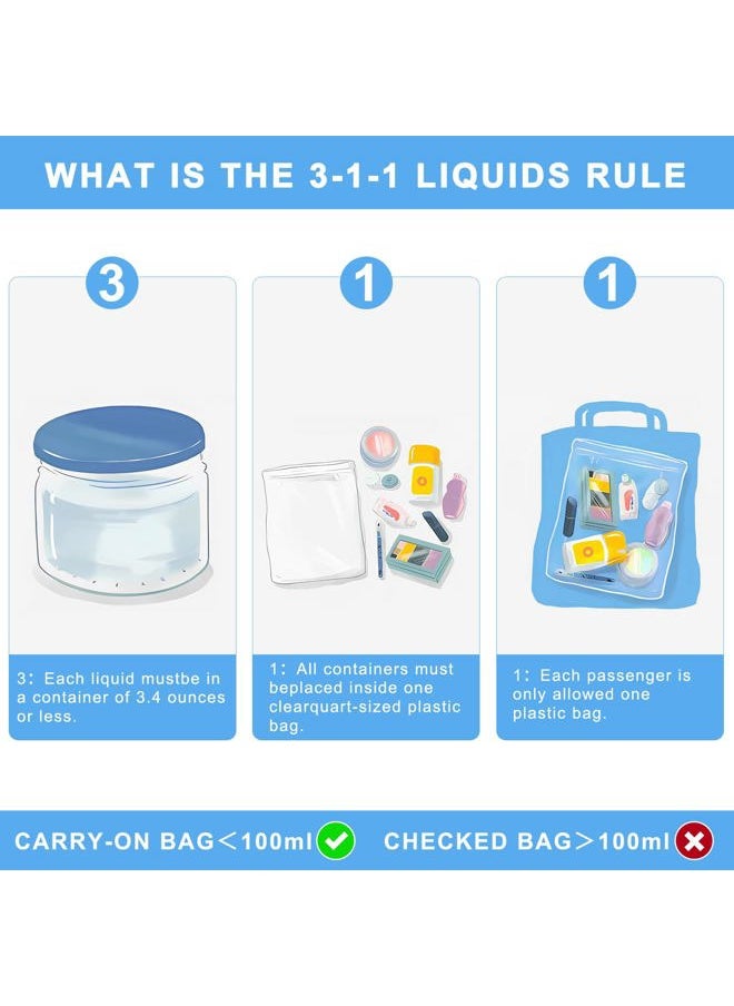 Lermende - 2pcs Clear Toiletry Bag TSA Approved Travel Bag,Carry On for Travel,Airport Airline Accessories Compliant Bag,Quart Sized Makeup Cosmetic bag Women Men (Blue, 2 Pack) - Image 1