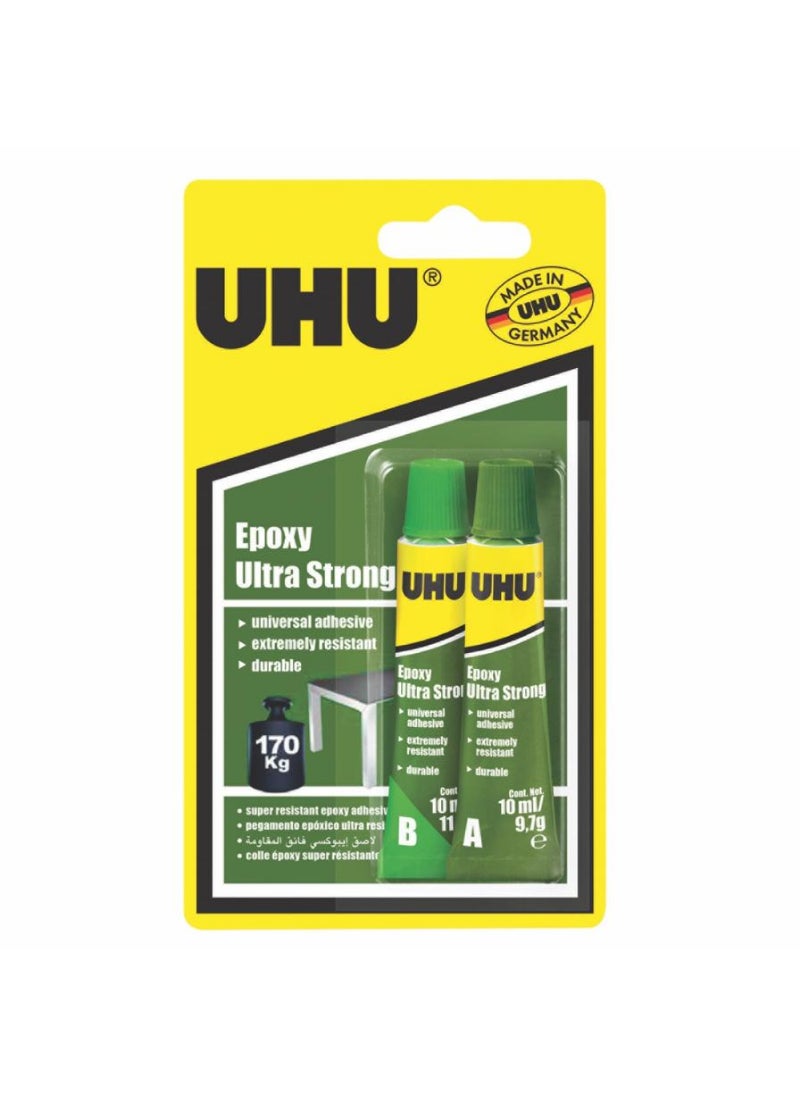 UHU طقم أنبوب لاصق إصلاح أهو إبوكسي فائق القوة 10 مل 2 قطع