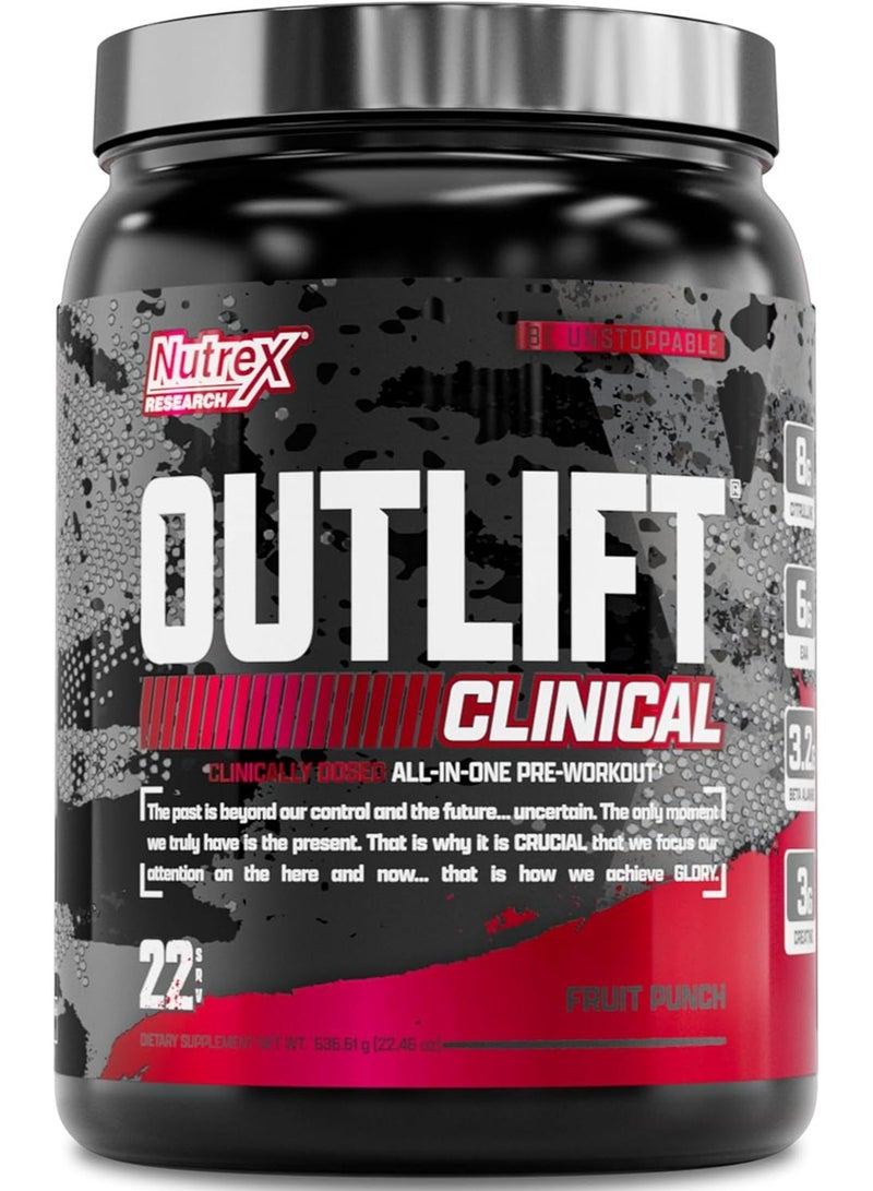 Nutrex Research Outlift Clinical Pre-Workout Powder With L-Citrulline, Creatine Monohydrate, Beta-Alanine, Essential Amino Acids and Natural Caffeine, Fruit Punch, 22 Servings - Image 1
