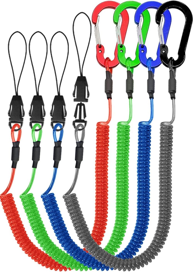 Lix&Rix Coiled Lanyards with Carabiner, Ring and Quick Release Detachable Buckle for Fishing Equipment Keys, Cards, Tools - Image 1