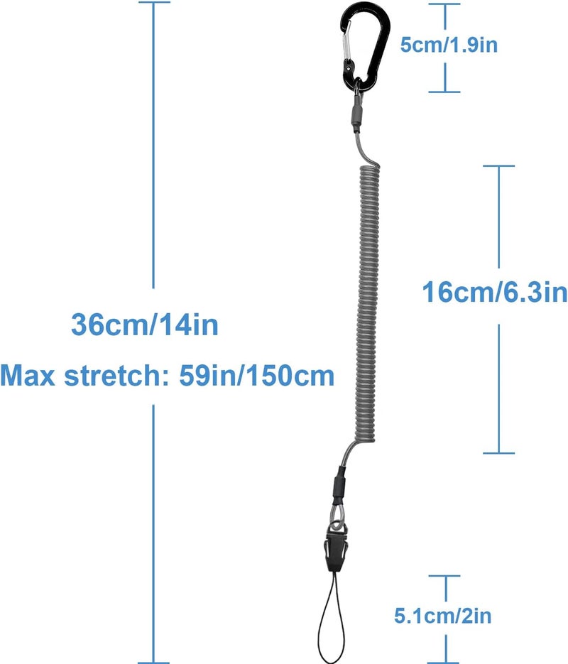 Lix&Rix Coiled Lanyards with Carabiner, Ring and Quick Release Detachable Buckle for Fishing Equipment Keys, Cards, Tools - Image 3