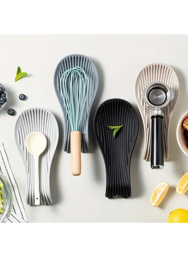 1Pc Black Silicone Spoon and Utensil Organizer Non Slip Kitchen Countertop Storage Space Saving for Spatula Turner Slotted Spoon Dishwasher Safe Easy to Clean for Home Restaurant Cafe Professional Chef Supplies CompactDesign - Image 1