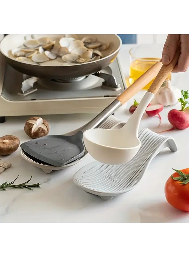 1Pc Black Silicone Spoon and Utensil Organizer Non Slip Kitchen Countertop Storage Space Saving for Spatula Turner Slotted Spoon Dishwasher Safe Easy to Clean for Home Restaurant Cafe Professional Chef Supplies CompactDesign - Image 4