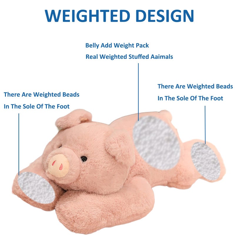 Hronsa Weighted Stuffed Animals 197in 33lbs Weighted Pig Stuffed Animal Toy Cute Pink Pig Plush Pillow for Adults Boys Girls - Image 3