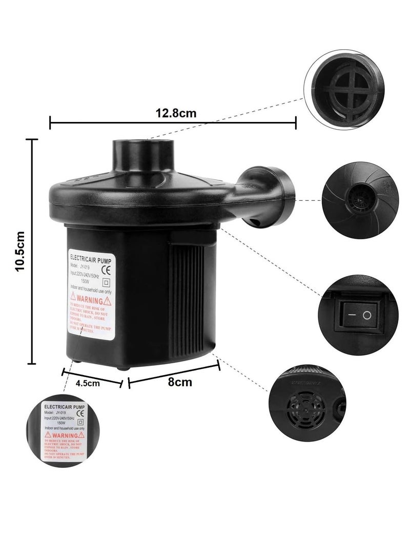 Generic Electric Air Pump for Inflating, Perfect Inflator/Deflator, 3 Nozzles, Black, 0.44 kg, 3-Prong UK Plug  - Image 2