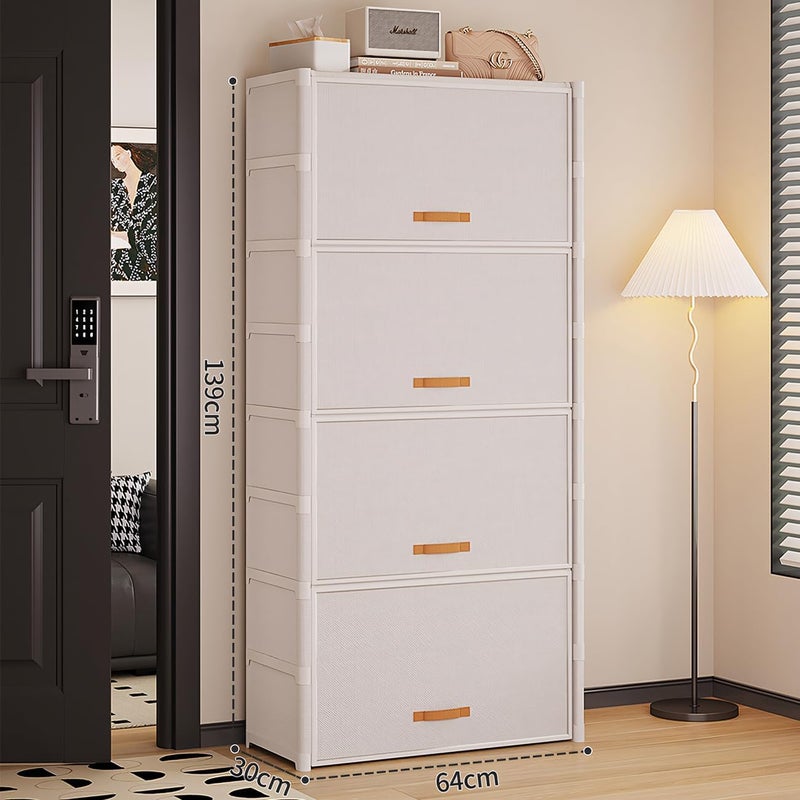 AOHRYME Shoe Rack, 7 Tier Shoe Storage Cabinet Shoe Rack Organizer with Door 28 Pair Plastic Shoe Shelves Organizer for Closet, Entryway, Hallway, Bedroom (White, 9 Tier) - Image 3