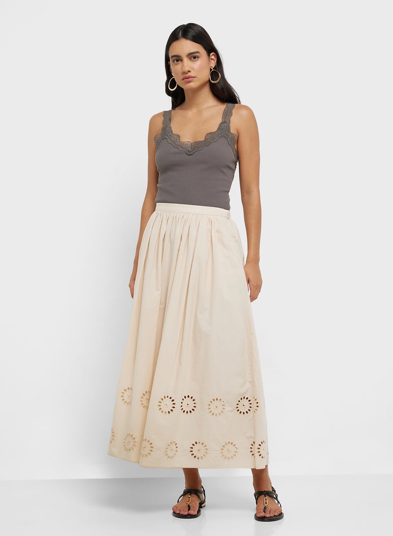 MANGO Cotton Skirt With Embroidered Hem  - Image 4