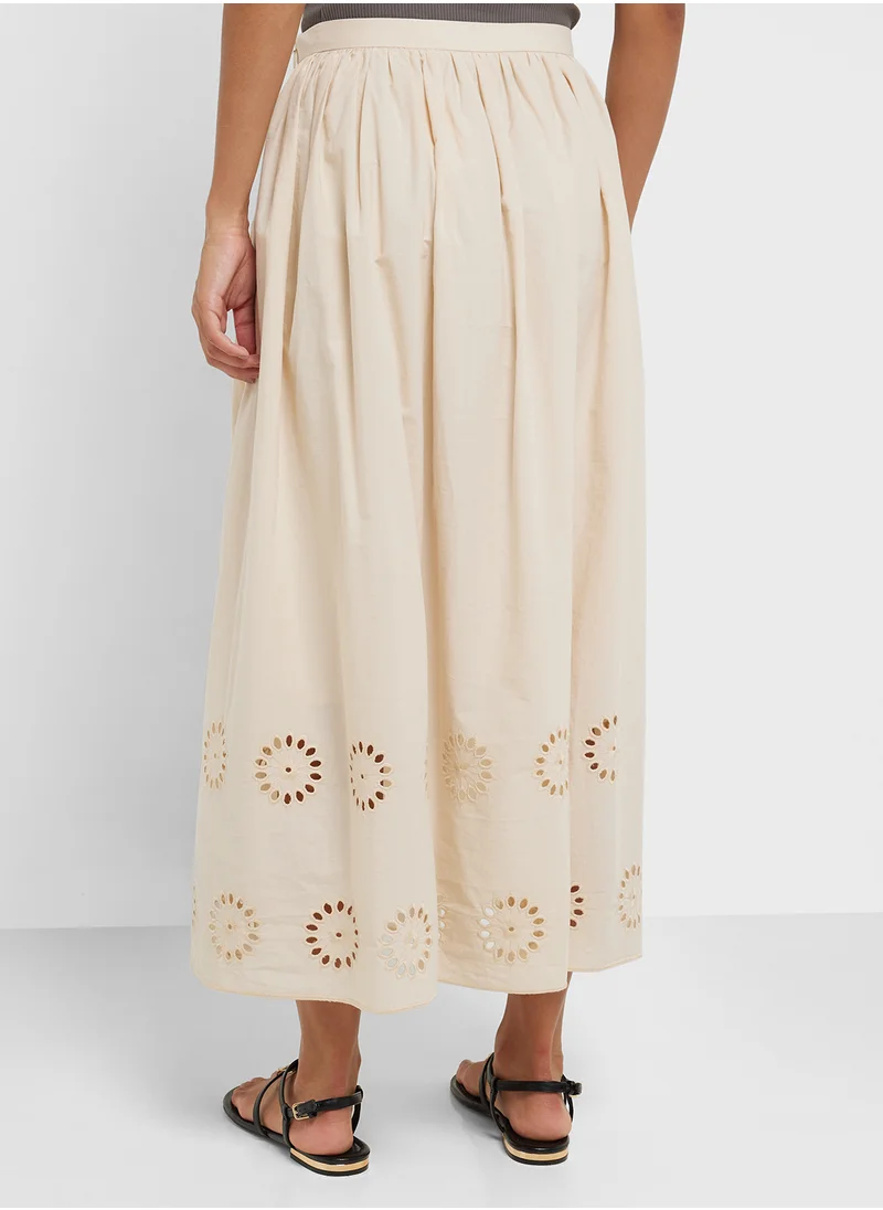 MANGO Cotton Skirt With Embroidered Hem