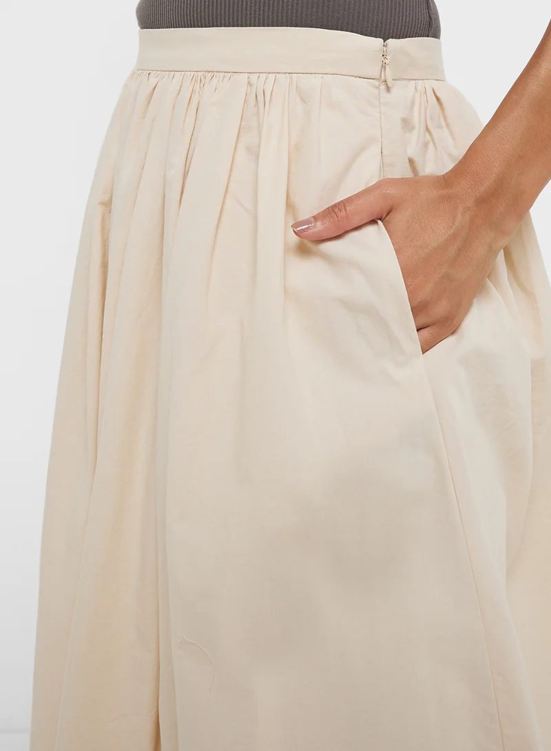 MANGO Cotton Skirt With Embroidered Hem