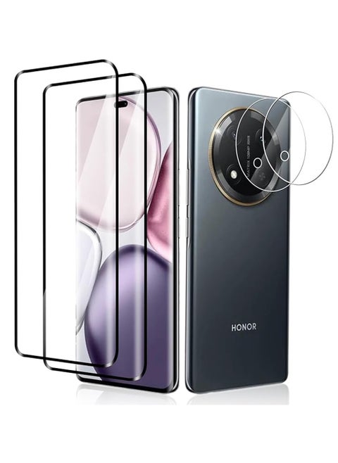 [2+2 Pack] Screen Protector Compatible with Honor X9c with Camera Lens Protector,Full Coverage 9H Tempered Glass Film,HD Clear Scratch Resistant, Bubble-Free, Anti-Fingerprint ﻿