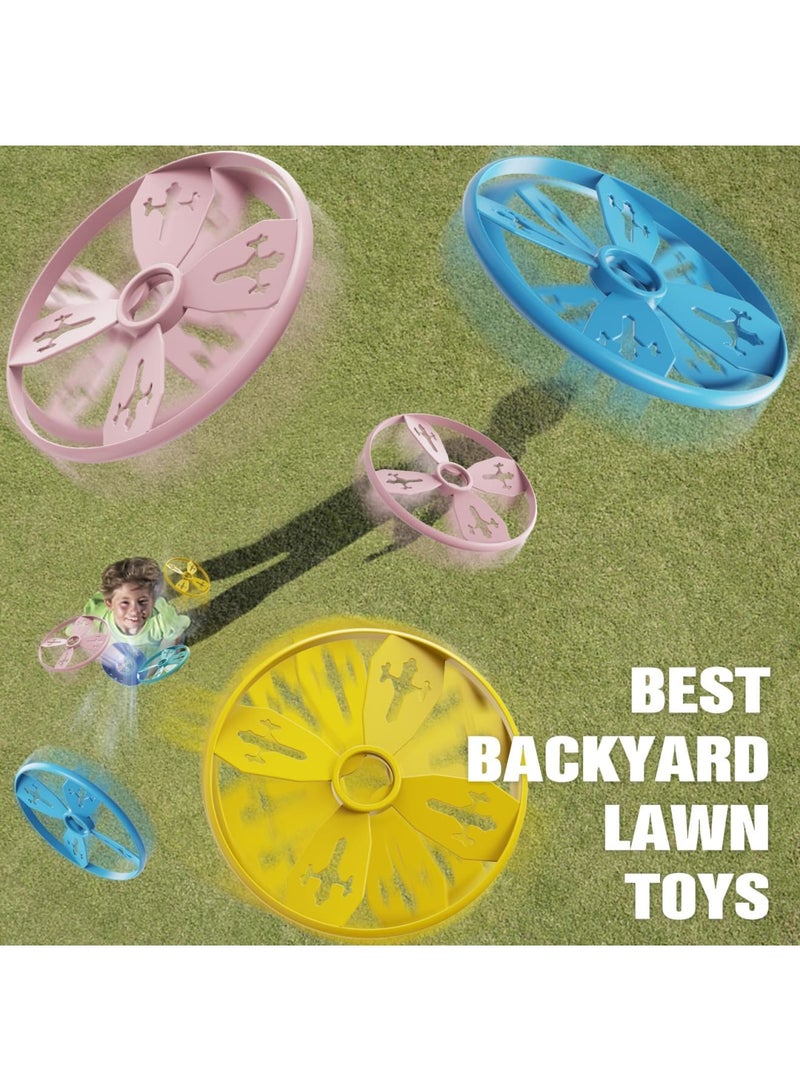 Barakah لعبة قاذف القرص الطائر 2 قطعة - لعبة التقاط القرص الطائر المحمولة، لعبة طائرة التنين البامبو المزودة بخط سحب، 2 قاذف و 8 صحون طائرة، ألعاب تعليمية ممتعة في الهواء الطلق للأطفال من 3-8 سنوات - Image 4