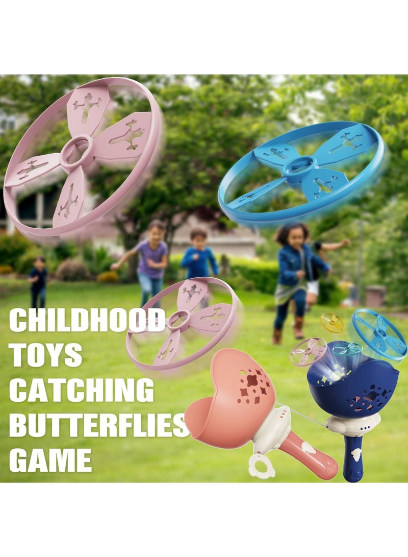 Barakah لعبة قاذف القرص الطائر 2 قطعة - لعبة التقاط القرص الطائر المحمولة، لعبة طائرة التنين البامبو المزودة بخط سحب، 2 قاذف و 8 صحون طائرة، ألعاب تعليمية ممتعة في الهواء الطلق للأطفال من 3-8 سنوات - Image 3