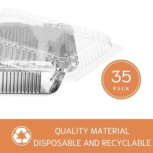 Findful (35 Pack) 8x8 Square Aluminum Baking Cake Pans with Clear Plastic Lids - Foil Pans with Lids - Disposable Food Containers Great for Cooking, Heating, Storing, Prepping Food - Image 3